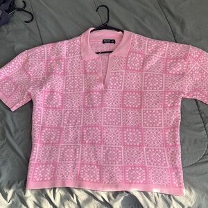 Boohoo Mens Pink Patterned Dress Shirt